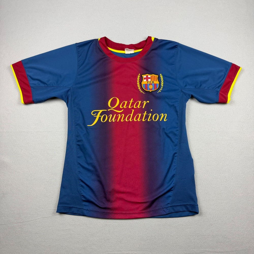 2011-12 FC Barcelona Men S Blue Red Qatar Foundation Soccer Jersey Club Blank